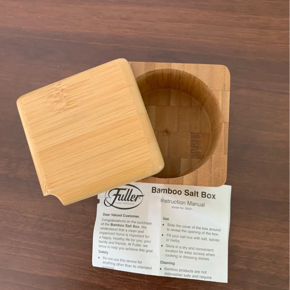 Bamboo Square Salt Spices  - Natural Brown Size 3,5 inch